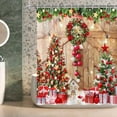 thumbnail image 2 of Christmas Shower Curtain Winter Christmas Tree Shower Curtains Sets for Bathroom Holiday Xmas Snowflake Farmhouse Wood Barn Door Bathroom Decor 72x72 in with 12 Hooks, 2 of 6