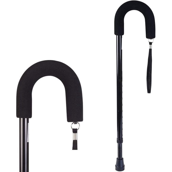 DMI Deluxe Adjustable Cane with Comfort Grip Handle and Strap, 30 to 39 Inches, Black