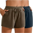 thumbnail image 1 of aidice 2 Pcs Shorts d'Été pour Femmes Décontractés Amples à Cordon Confortables avec Poches, 1 of 8