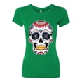 thumbnail image 2 of Wild Bobby Day Of The Dead Sugar Skull Pop Culture Women Slim Fit Junior Tee, Kelly, X-Large, 2 of 5