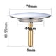 thumbnail image 2 of Tapón para bañera, Ø 70 mm, con doble junta, regulable en altura, tapón para bañera universal, tapa para lavabo, de latón templado con acabado cromado, desagüe para bañera inoxidable, de una sola pie, 2 of 5