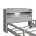 thumbnail image 4 of Euroco Wood Twin Size Platform Bed with Storage Headboard and LED Light, Antique Gray, 4 of 12