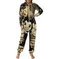 thumbnail image 2 of Bendy And The Ink Machine Men's Hooded Jumpsuit - Zip Up One Piece Pajamas Soft Cozy Winter Warm Plush Loungewear, 2 of 8