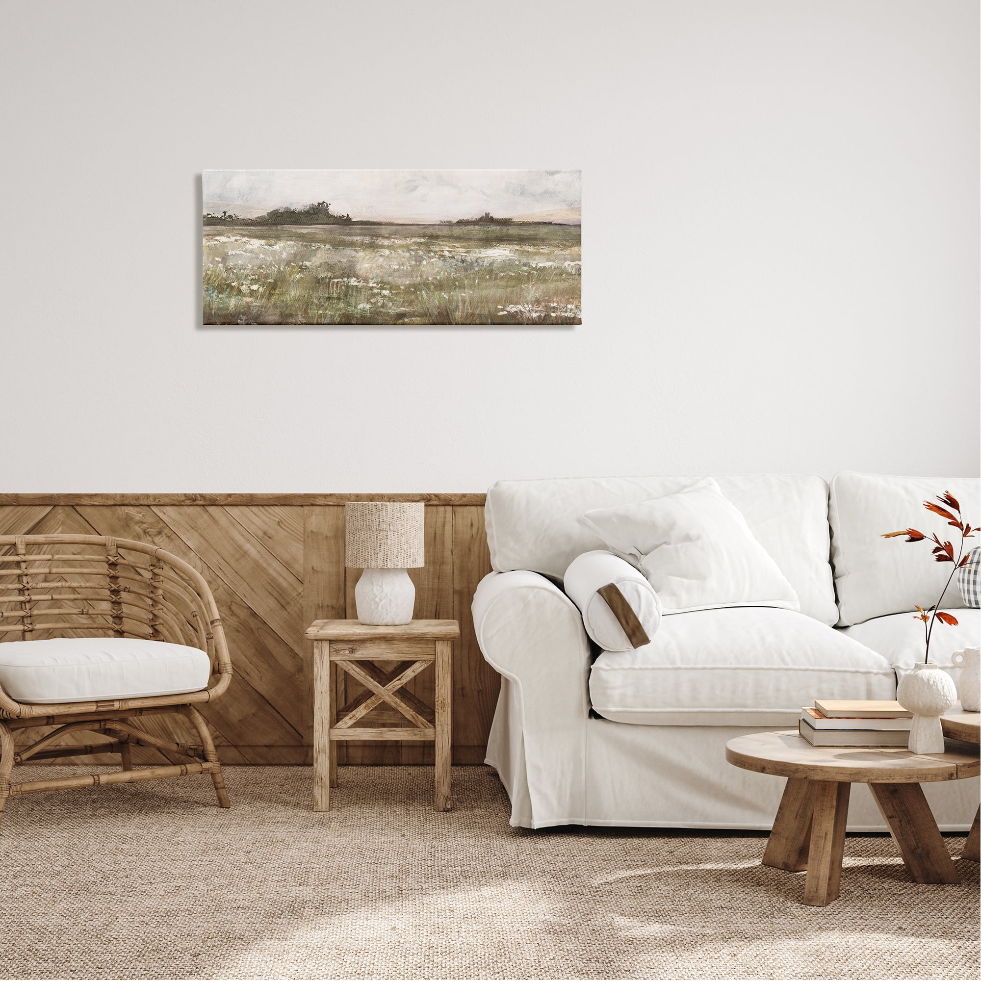 Stupell Industries Rural Country Meadow Nature Painting Gallery Wrapped Canvas Print Wall Art, 40 x 17