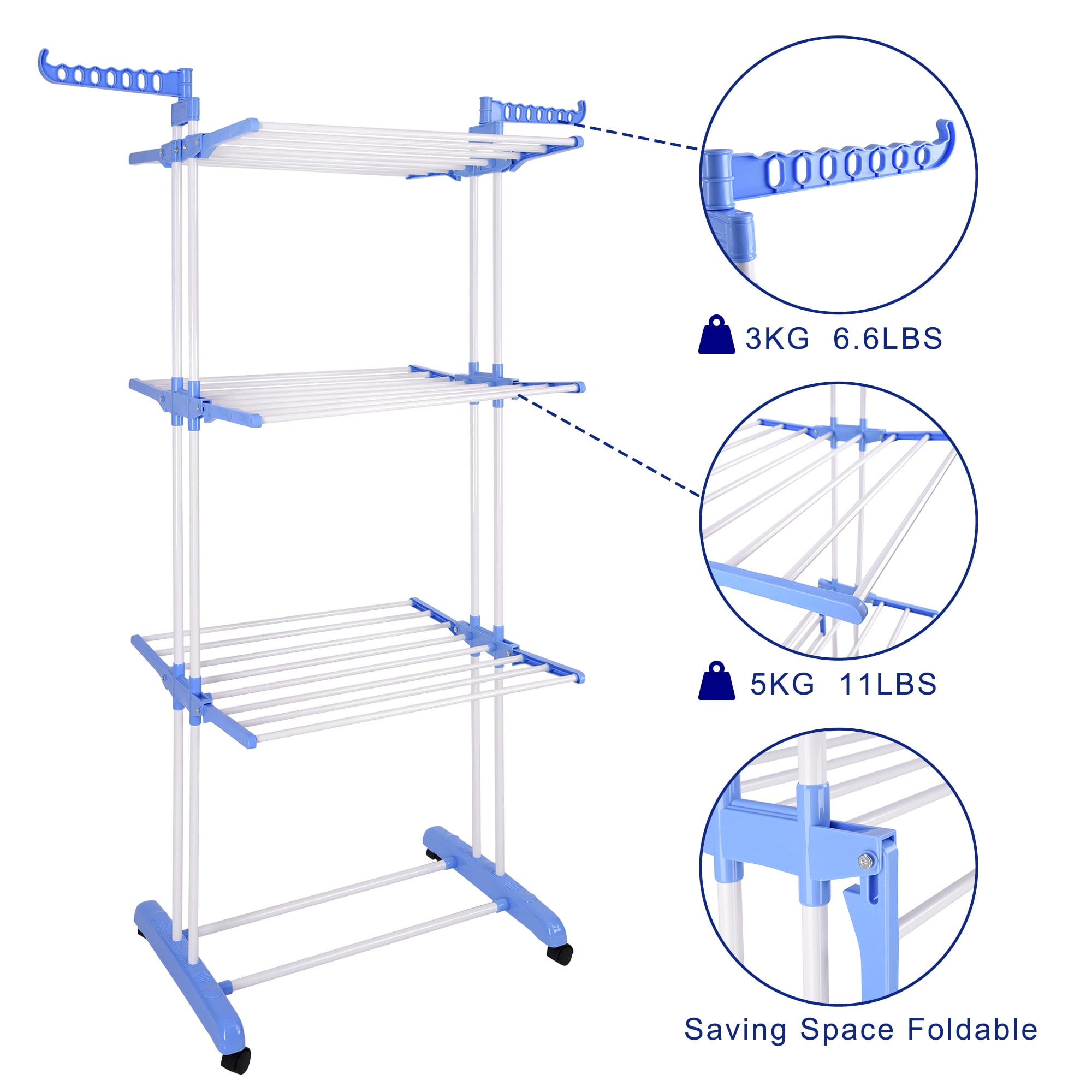 Foldable Clothes Airer Drying Line Indoor Hanger Wash Winged Rack Dryer Laundry 
