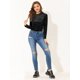 thumbnail image 4 of INSPIRE CHIC Camiseta casual de manga larga con cuello redondo y parte superior de terciopelo para mujer Negro S, 4 of 4