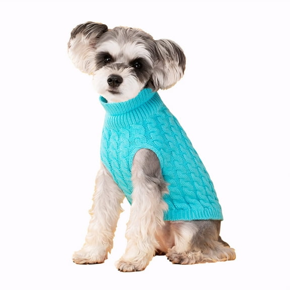 TELOLY Dog Clothes Long-Lasting Comfort Dog Sweaters,Elastic Fit Classic Cable Knit Design Dog Sweatshirt,Blue,Xs