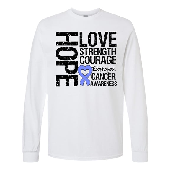 Inktastic Esophageal Cancer Hope Love Strength Long Sleeve T-Shirt