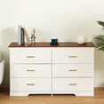 thumbnail image 2 of Dresser 6 Drawer with Gold Metal Handles, Storage Organizer Units Furniture, Buffet Server Cabinet Console Table For Nursery Living Room Kids Room, 2 of 9