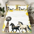 thumbnail image 2 of jejeloiu Farm Horse Queen Sheet Sets,Country Floral Sunflower Flat Sheet,Vintage Old Windmill Queen Fitted Sheet For Adults,Breathable Home Decor,4 Pieces, 2 of 7