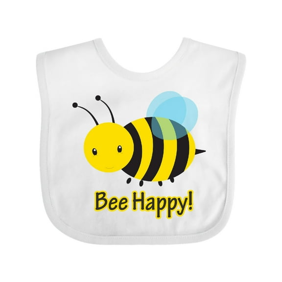 Inktastic Bee Happy Boys or Girls Baby Bib