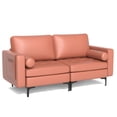 thumbnail image 2 of Spaco Modern Loveseat Sofa with 2 Bolsters and Side Storage Pocket-Pink, Couch for Living Room, Loveseat Sofa for Small Spaces, Living Room, Office, Soft Couch Easy to Install, 2 of 8
