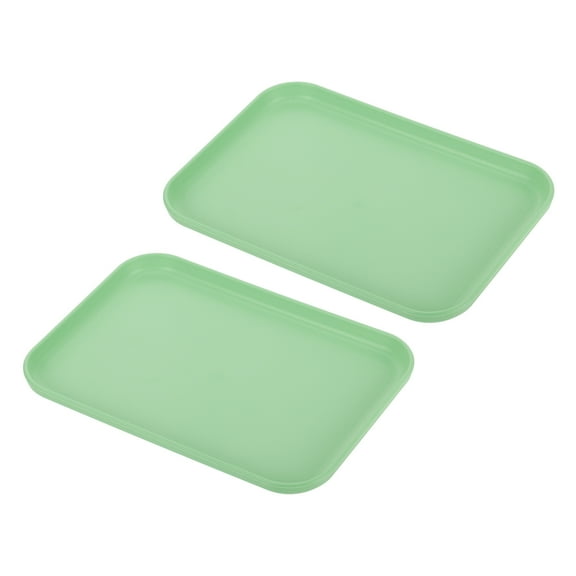 Uxcell 9x7" Fast Food Tray, 2 Pack PP Plastic Reusable Multi-Purpose Non-Slip Serving Tray Green