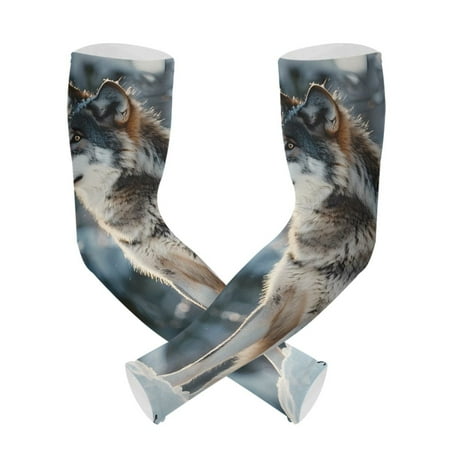 ALAZA Wolf in Winter UV Sun Protection Arm Sleeves UPF 50+ Compression Cooling Sleeve 1 Pair