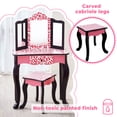 thumbnail image 3 of Teamson Kids Vanity Set Wooden Table With Mirror & Stool Black Pink, 3 of 10