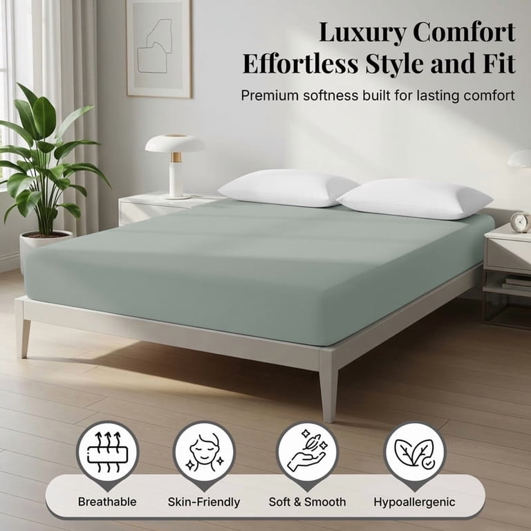 Lux Decor Collection Queen Fitted Sheet, Microfiber Gray photo 2