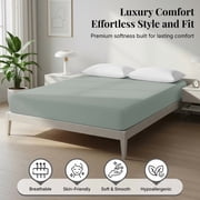 Lux Decor Collection Queen Fitted Sheet Only - Upto 16 Inches Deep Pocket Microfiber Bottom Sheet with All-Around Elastic, Grey