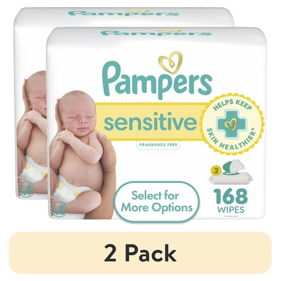 (2 pack) Pampers Sensitive Baby Wipes Unscented, 2 Pack, 168 Total Count (Select for More Options)