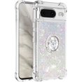 thumbnail image 6 of for Google Pixel 8 Luxury Glitter Case for Women Girls, Sparkle Flowing Clear Quicksand Soft TPU Liquid Case Cover with Bling Diamond Ring for Pixel 8 -Colorful, 6 of 14