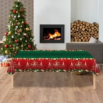 NWOKYZGH Christmas Party Decorations Dinnerware Set, 1Pc Red and Green Merry Christmas Paper Tablecloth, Shine Claus Tree Tablecloth for Winter Holidays Xmas Party Supplies