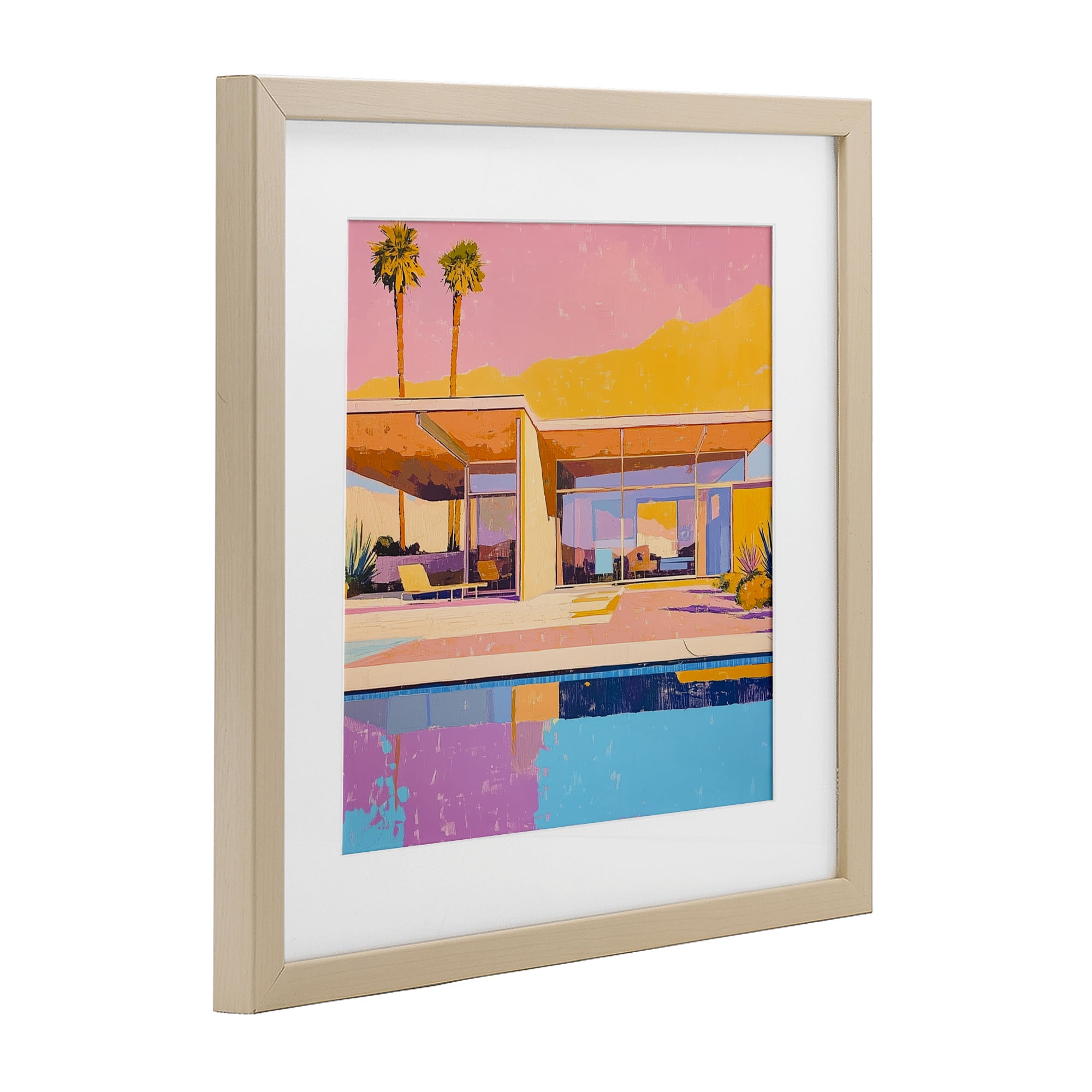 Stupell Industries Vivid Villa at Sunset Birch Framed Print Under Glass, design by Walker Noble