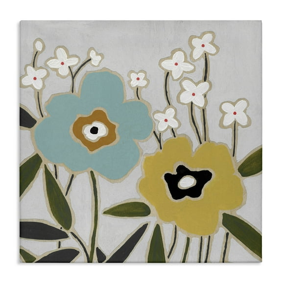 Stupell Industries Modern Hued Blooms Plants & Flowers Painting Wrapped Canvas Art Print Wall Art, 17 x 17