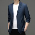 thumbnail image 4 of Traje de ocio para hombre, primavera y verano, sin planchado, informal, de negocios, coreano, abrigo para jóvenes de mediana edad, drapeado, genuino, parte superior fina, 4 of 5