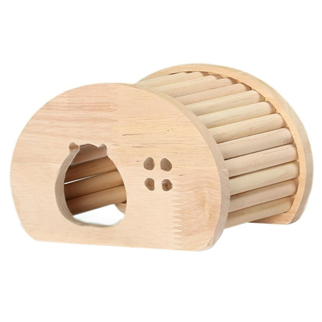Escondite de madera para hámsteres, cabaña para hámsteres enanos, jaula para jerbos, accesorio, juguete para correr forma de huevo