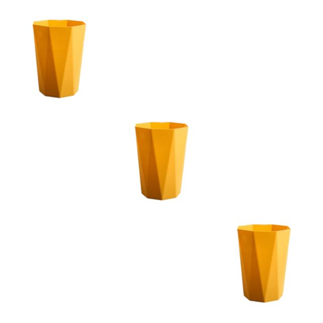 ZheElen PP Office And Home Waste Bin - 6L Capacity Easy Access Kitchen Large Capacity Kitchen Bedroom Yellow L 3Set