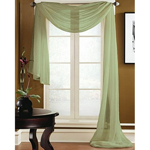Gorgeous Home 1 Pc Solid Sage Green, Sage Green Curtains Sheer
