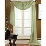 Gorgeous Home 1 PC SOLID SAGE GREEN SCARF VALANCE SOFT SHEER VOILE WINDOW PANEL CURTAIN 216" LONG TOPPER SWAG