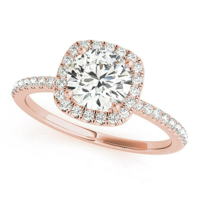 Bagues de Mariage Diamond Rondes Solitaires 2.50 Ct pour Femmes Or Rose 14K Solide