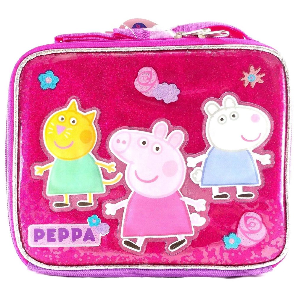 Lunch Bag Peppa Pig Canvas Pink w/Friends New 139456