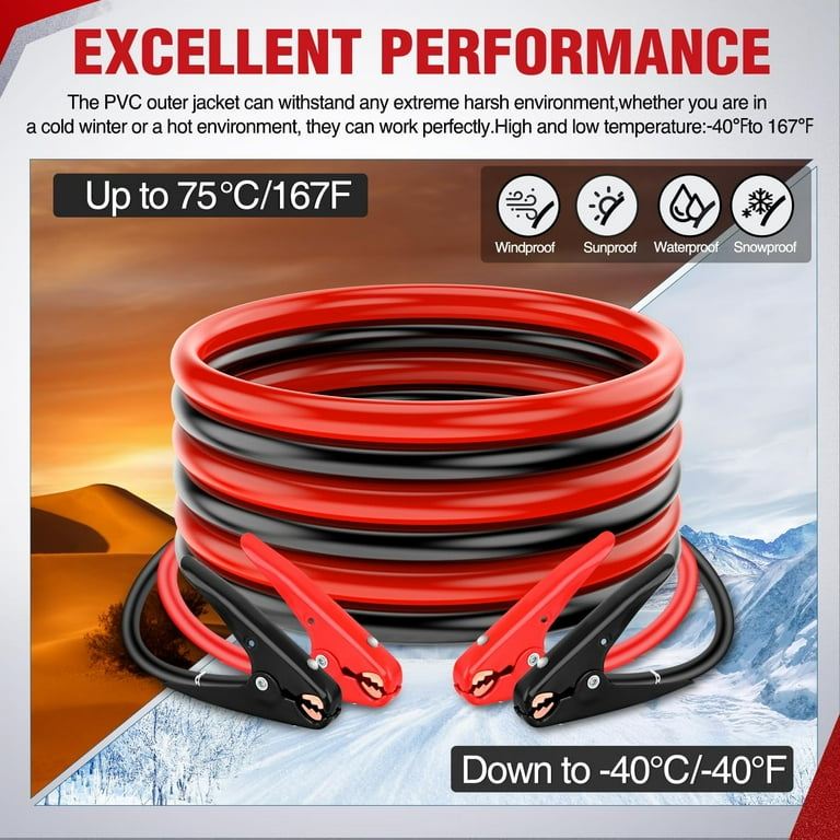 Milwaukee M18 Jumper Cables - 5.9ft 8AWG Booster Clamps For Car Battery Jump Starting