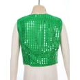 thumbnail image 6 of Doomiva Boy Girl Glittery Sequined Vest Jazz Hip-hop Dance Waistcoat Top Performance Jacket Green 8-9, 6 of 7