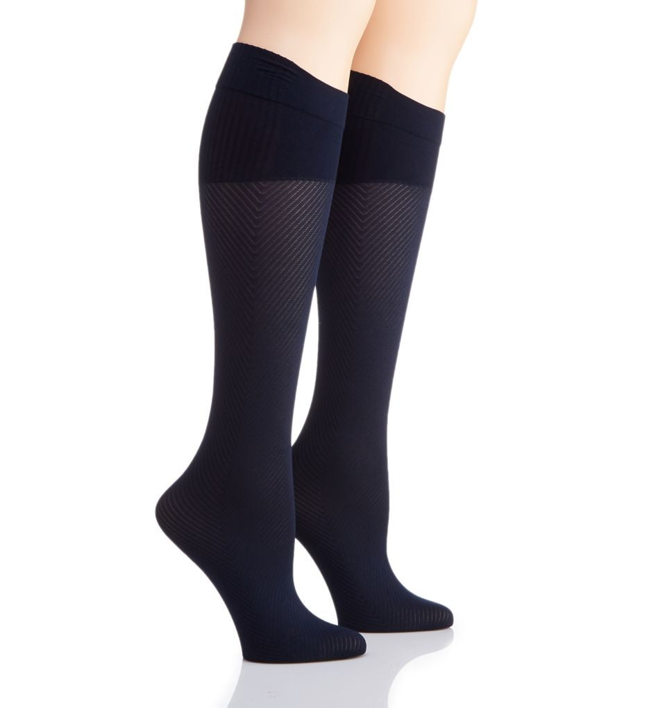 Women's Hanes HST017 Perfect Socks Geo Compression - 2 Pair (Navy M/L ...