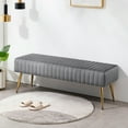 thumbnail image 6 of Furniliving Velvet Ottoman Bench  Modern Upholstered Bench  Indoor Entryway  Bench,Grey, 6 of 9