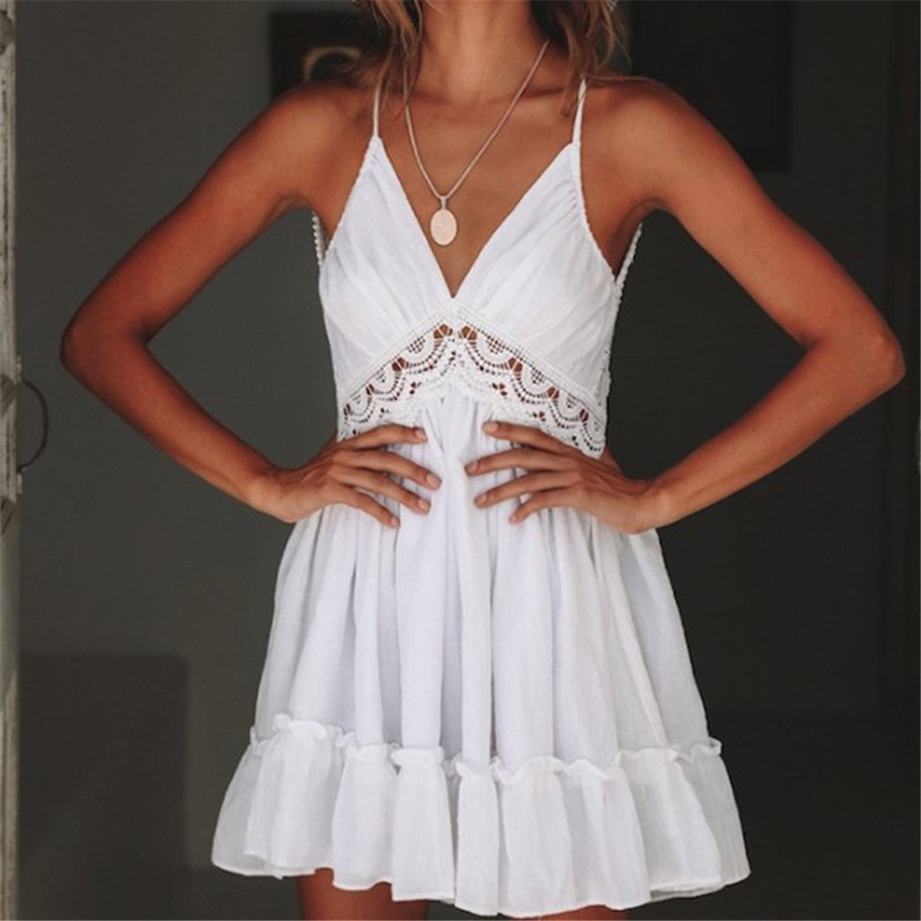 High Waist Lace Hollow Dress - Walmart 