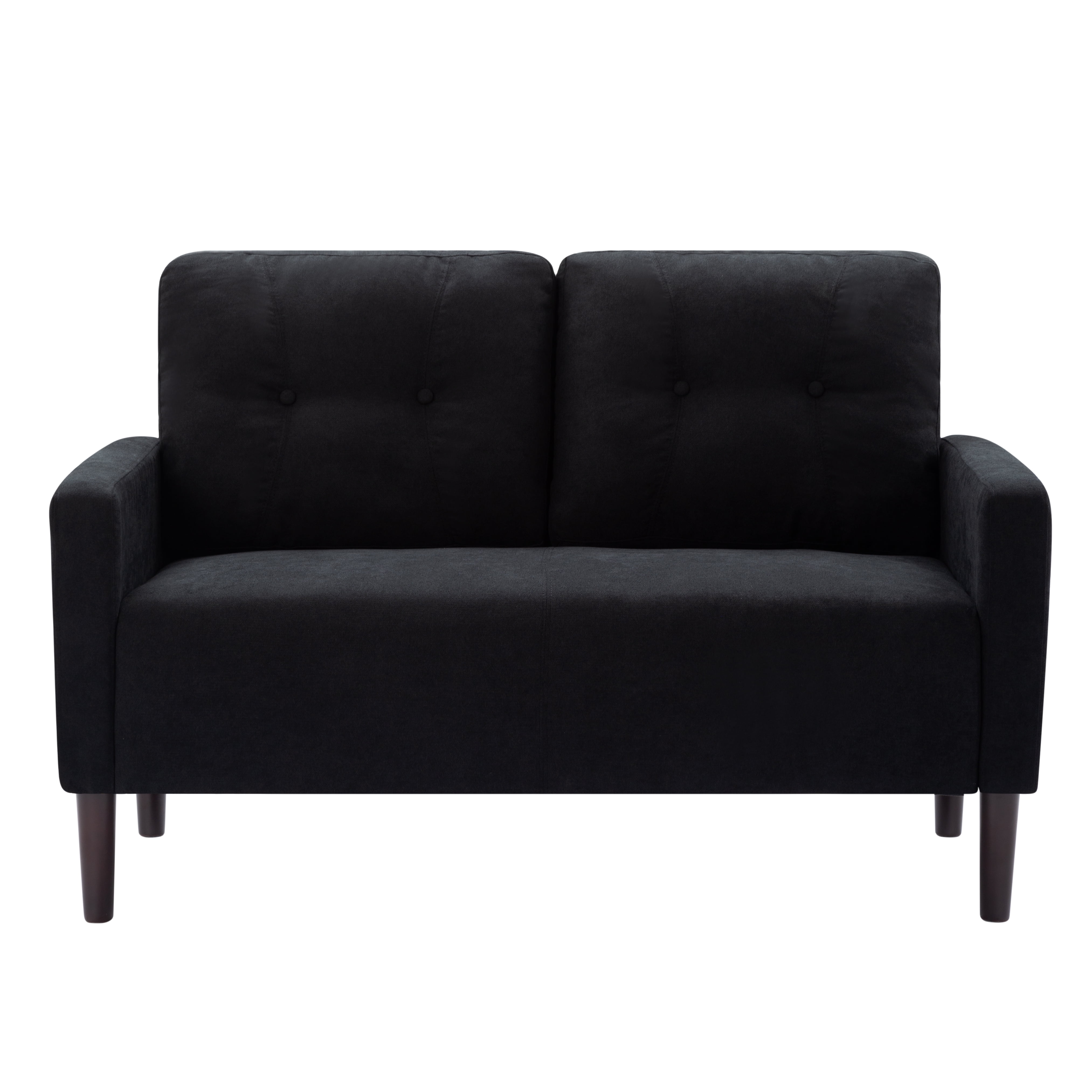 BSHTI 51.2" Modern Loveseat for Small Spaces, Linen Bled Upholstery, Ergonomic Loveseat with Removable Cushions & Solid Wood Legs, Black