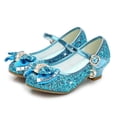 thumbnail image 2 of Gyujnb Girls Glitter Bow Rhinestone Low-Heel Mary Jane Shoes Adjustable Buckle for Party & Formal Wear,7-8 Years, 2 of 8