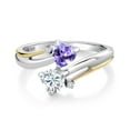 thumbnail image 2 of Gem Stone King 925 Silver and 10K Yellow Gold Ring Tanzanite Moissanite (0.94 Cttw), 2 of 5