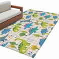 thumbnail image 2 of 3x5 Washable Area Rug, Children's Day Non-Slip Rectangle Rug for Living Room Bedroom, Cartoon Green Dinosaurs Geometric Tree Beige Plaid Indoor Low Pile Floor Mat for Home Decor, 2 of 9