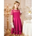 thumbnail image 4 of Arshiner Tween Girls Dress Formal Contrast Mesh Short Sleeve A Line Party Dresses with Pockets, 4 of 7