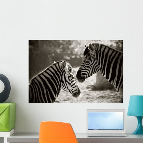 Portrait to Zebras Sepia Wall Mural by Wallmonkeys Peel and Stick Graphic (24 in W x 16 in H) WM57551