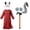 Red, variant on Adults Scary Wolf Granny Costume with Plush Ear Hat and Tail & Gloves,Halloween Big Bad Wolf Granny Costume with Hat & Gloves & Tail & Cane Set,LARP Horror Wolf Grandma Costume Outfit