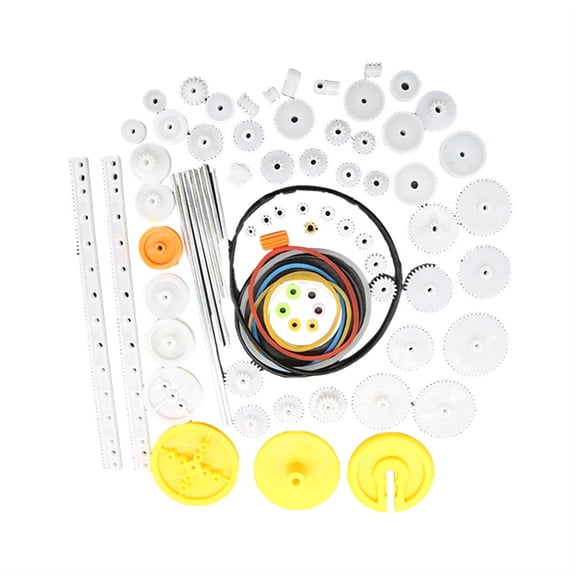 NATEFEMIN Comprehensive 82Pcs Gear Set for DIY Projects, 0.5 Modulus, Main Shaft Gears, Pulleys, Wheel Axles, All-In-One Gear Component Kit
