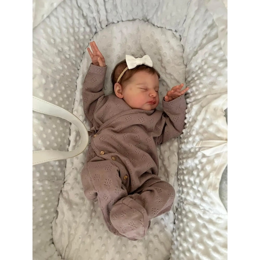 Realistic Reborn Baby Dolls – 18-Inch Real Life Sleeping Newborn Girl, Lifelike Doll with Weighted Soft Body, Handmade Gift Toy with Accessories