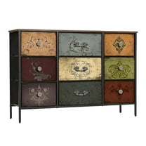 VASICAR Dresser for Bedroom with 9 Deep Fabric Drawers, Wide TV Stand Storage Cabinet, Colorful Chest of Drawers for Closet, Nursery, Entryway, Hallway