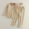 thumbnail image 4 of ATOGUTA Girls Jogger Set Long Sleeves and Pants 2 Pieces Fall And Winter Pjs Set Kid Sleepwear Size 6M-12, Coffee, 4 of 4