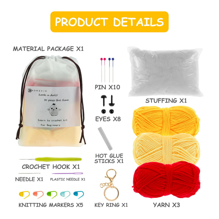 Kyoffiie 59 Pcs Crochet Hooks Kit Knitting Starter Kit for Adults Ergonomic Crochet Soft Grip Handle Crochet Tools DIY Weave Yarn Kits with Carry Bag